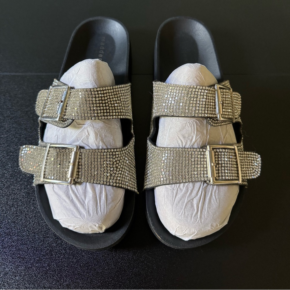 Madden Girl Rhinestone Slide Sandals